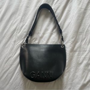 Ganni Black Medium Recycled Leather Bag